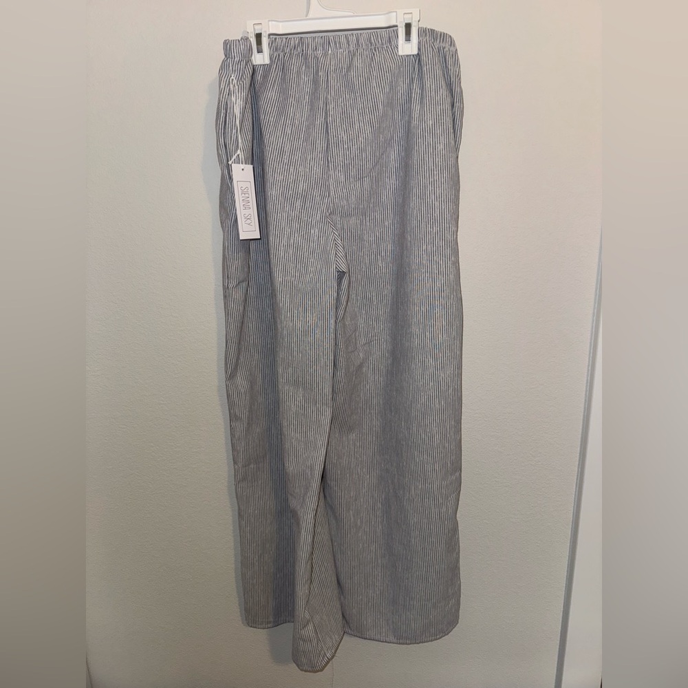 Sienna Sky Blue and White Striped Pants - Picture 2 of 3